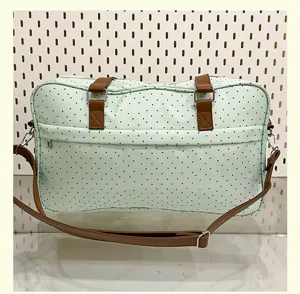 Borsa a tracolla a pois verde menta, grande capacità, borsa da studente e da lavoro carina.