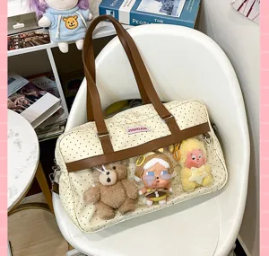 Carina borsa a pois stile ita borsa bambola tracolla con grande capacità borsa studente dettaglio