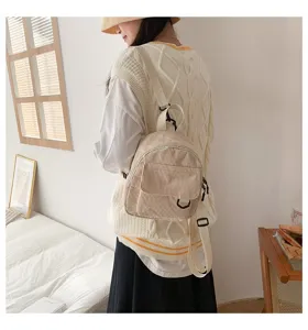 Japanischer Cord Mini Rucksack für Damen lässiger Tagesrucksack leichte Reisetasche