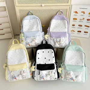 Japanischer süßer Ita-Rucksack, Schultertasche mit Sternenmuster und durchsichtiger Tasche.