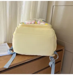 Cute dopamine transparent ita backpack with clear window, large capacity school bag for girls.
