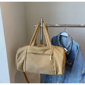 Grande borsa da viaggio in velluto a coste borsa yoga casual con tracolla regolabile
