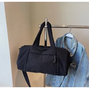Borsa da viaggio in velluto a coste nero grande capacità borsa a tracolla casual yoga