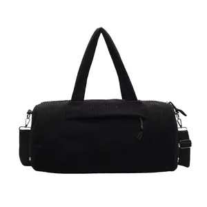 Borsa da viaggio in velluto a coste nero grande capacità borsa yoga tracolla casual