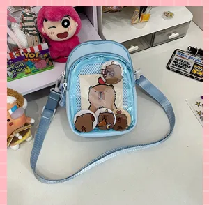Japanese transparent window itbag cute capybara crossbody bag student daily commuter shoulder bag