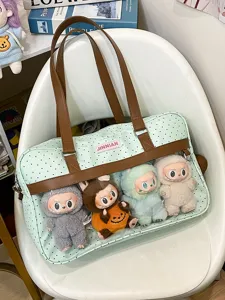 Borsa a tracolla Ita con finestra trasparente a pois carini con simpatici peluche per studenti