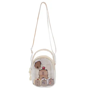 Japanese style cute capybara ita bag transparent crossbody shoulder bag for women daily commute