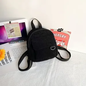 Japanischer kleiner schwarzer Cord Rucksack, Mini Freizeit Tagesrucksack für Frauen, leicht.