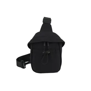 Minimalist black casual crossbody chest bag for outdoor sports and daily travel use.