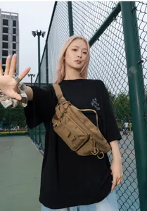 Tactical waist bag for men and women outdoor multi-functional canvas cross-body chest bag