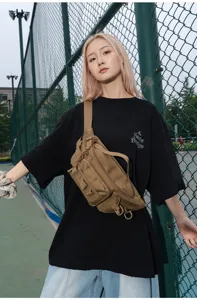 Multifunctional tactical waist bag for outdoor sports, durable canvas crossbody chest bag.