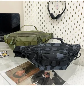 Multi-functional outdoor tactical waist bag, durable nylon chest bag for daily wear and hiking.