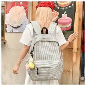 Zaino a quadri stile coreano grande capacita borsa casual da viaggio per studenti e ragazze