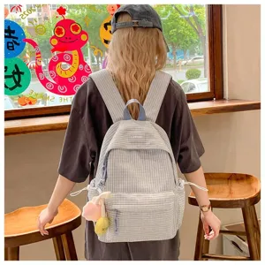 Zaino in tela a righe stile coreano grande capacità borsa da scuola casual per donna viaggio