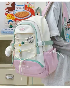 Zaino carino in stile giapponese per ragazza grande capacità borsa per scuola e viaggi.