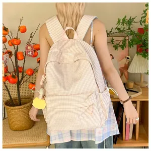 Zaino a quadri stile coreano grande capacita borsa casual per viaggio e scuola