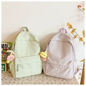Zaino a quadri in stile coreano per studenti, grande zaino casual per viaggi e lavoro.