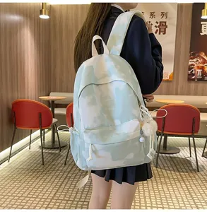 Zaino per studenti minimalista tie-dye con grande capacità, borsa da viaggio alla moda e versatile.