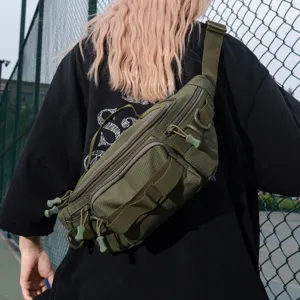 Multifunctional Tactical Waist Bag Men's Casual Crossbody Chest Bag Oxford Cloth Wear-Resistant Outdoor Travel Sports Sling Bag