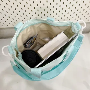 Cute polka dot canvas tote bag large capacity shoulder crossbody bag for daily travel