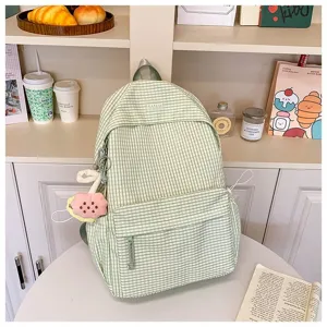Zaino a quadri stile Coreano grande capacita borsa casual carina da viaggio per ragazze