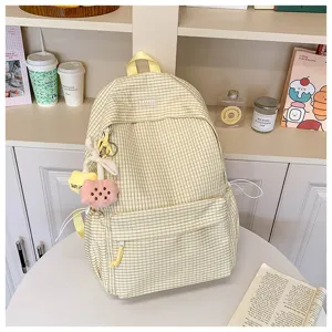 Zaino a quadri in stile coreano per studenti e viaggi con grande capacità e stile.