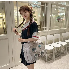 Grande capacita borsa ita trasparente tracolla shopper stile dolce e cool scuola bor