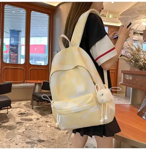 Zaino tie-dye giallo grande capacita borsa scuola casual zainetto viaggio minimalista per studenti