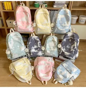 Zaino da studente tie-dye colorato, grande capacita borsa scolastica minimalista per viaggi
