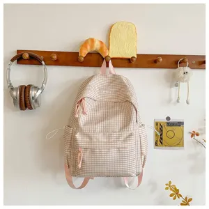 Zaino scozzese rosa stile coreano borsa casual da viaggio per studenti quotidiana
