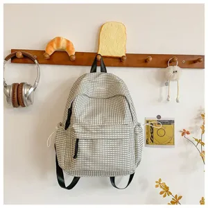 Zaino scolastico a quadretti stile coreano con grande capacita per viaggio e lavoro.