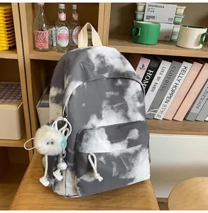 Zaino in tela tie-dye alla moda con grande capacità, ideale per la scuola e i viaggi.
