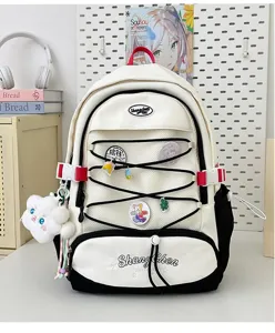 Zaino stile giapponese ragazza carino grande capacità borsa scolastica studente bianco