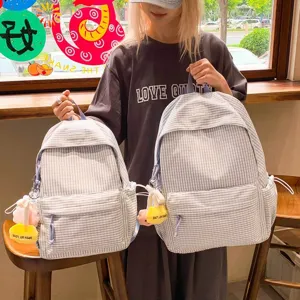 Zaino scozzese stile coreano per ragazze, grande capacità borsa da viaggio casual dettaglio