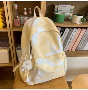 Zaino tie-dye giallo borsa da scuola casual grande capacità viaggio per studenti
