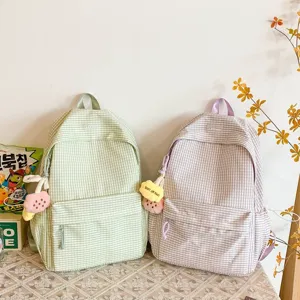 Zaino scolare a quadretti stile coreano grande capacita viaggio tempo libero per ragazze