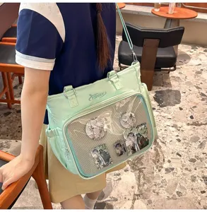 Grande borsa Ita con finestra trasparente, borsa a tracolla e shopper versatile.