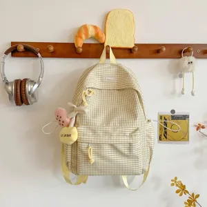 Zaino a quadri stile coreano grande capacità borsa scolastica tempo libero carino viaggio