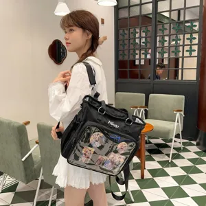 Zaino Ita Multiuso Grande Capienza Finestra Trasparente Tote Bag Casual Tendenza Urbana Borsa Scolastica in Nylon per Donna