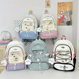 Zaino scolare in stile giapponese grande capacità per ragazze adolescenti, zaino da viaggio estetico.