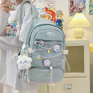 Zaino giapponese carino per ragazze con grande capacità per la scuola e i viaggi.