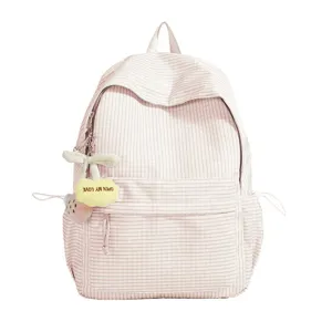 Zaino coreano a quadri rosa con grande capienza, ideale per la scuola, viaggi e uso quotidiano.