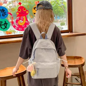 Zaino scolastico a quadri stile coreano per ragazze, grande capacità viaggio quotidiano casual.