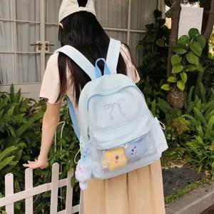 Zaino ita giapponese carino per ragazze grande capacità borsa scolastica con fiocco.