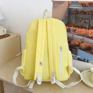 Zaino giallo in tela per studenti grande capacita casuale stile quotidiano borsa carina