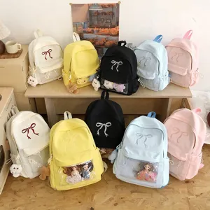 Zaino Ita stile giapponese fiocco carino grande capacità tasca trasparente studente