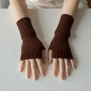 Guantes sin dedos de punto mujer otoño invierno lindos color sólido calentadores.