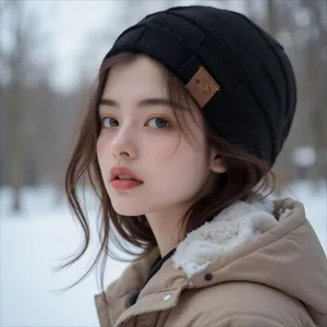 Winter warm knitted beanie hat for women, casual solid color thick wool skull cap, soft stretchy ski cap.