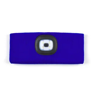 Rechargeable LED light sports headband double layer knitted running cycling glowing sweatband