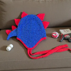 Gorro cálido de dinosaurio tejido invierno novedad gorro lindo azul rojo accesorio de disfraz
